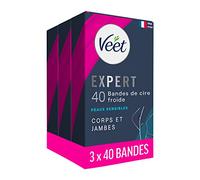 Veet Expert - Set di 120 strisce di cera fredda per corpo e gambe, per pelli sensibili