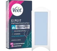 Veet Expert - Strisce di cera fredda per corpo e gambe - Strisce di cera per la depilazione per tutti i tipi di pelle, con pelle sensibile, 10 strisce doppie = 20 strisce