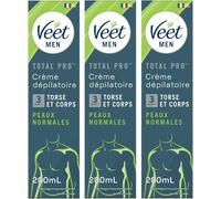 Veet Men - Crema depilatoria da uomo, per pelli normali, 200 ml, confezione da 3