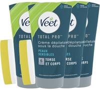 VEET MEN - Creme depilatorie da uomo sotto la doccia, pelli sensibili (crema depilatoria sotto la doccia, 4 x 150 ml)