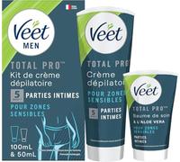 Veet Men Ontharingskit voor Intieme Delen - Ontharingscrème in Aftercare Balsem - 100 ml + 50 ml