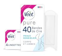 Veet PURE - 40 strisce di cera fredda per corpo e gambe, per pelli sensibili, raccomandate dai dermatologi - Epilazione a lunga durata