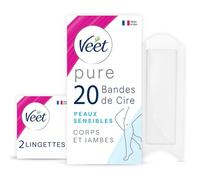 Veet PURE - 60 strisce di cera fredda per viso, corpo e gambe, per pelli sensibili, raccomandate dai dermatologi, per depilazione a lunga durata, set di 1 x 20 strisce per viso + 1 x 40 fasce per