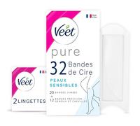VEET PURE - Set di 32 strisce di cera fredda di precisione per gamba, ginocchio e caviglia, per pelli sensibili, consigliate dai dermatologi - Epilazione a lunga durata