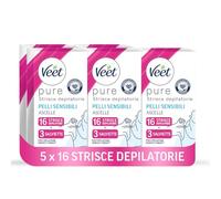 Veet Pure Strisce Ascelle zona Bikini Pelli Sensibilii, Confezione da 48 Strisce