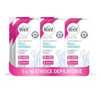 Veet Pure Strisce Corpo e Gambe Pelli Sensibili Confezione da 80 Strisce