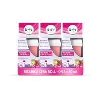 Veet Ricarica Cera Depilatoria Roll-On per Scaldacera Elettrico Easy Wax, Ceretta Gambe e Braccia per Tutti i Tipi di Pelle con Burro di Karitè, Dermatologicamente Testata, 3x50ml