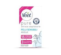 Veet Strisce Depilatorie Ascelle, Ipoallergeniche e Dermatologicamente Testate, 16 Strisce (8x2 Strisce) + Salviette Post-Epilazione Idratanti