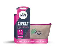 Veet Strisce Depilatorie Viso Expert 20 Pelli Normali + Pochette da viaggio