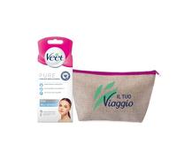 Veet Strisce Depilatorie Viso Pure 16 pelli Sensibili + Pochette da viaggio