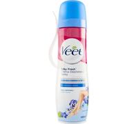 Veet Crema Depilatoria Spray Corpo, Gambe, Ascelle e Zona Bikini per Pelli Sensibili, Dermatologicamente Testata, 150 ml