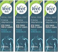 VEET Veet Men - Set di 4 creme depilatorie per capelli sensibili, tubo da 200 ml