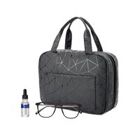 Veeteah Beauty case sospese da viaggio, borsa da toilette sospesa, organizer da viaggio con 4 scomparti e ganci - sacchetto impermeabile portatile per shampoo, balsamo, contenitore cosmetico, Nero ,