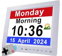 Véfaîî Orologio Dementia 2.0 2023 con DST automatico e 30 sveglie, icona sole e luna e 10 livelli di oscuramento, orologio digitale con data giorno