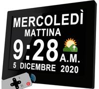 Véfaîî Sveglia Digitale Orologio Parete 2.0, 19 Allarmi & Promemoria Personalizzati, 10 Opzioni Oscuramento Automatico, Datario Non-Abbreviato per Anziani Ipovedenti Demenza, con Telecomando