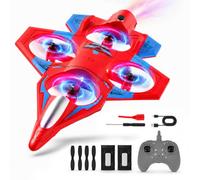 VeftBltrem Aereo radiocomandato per bambini, telecomando con modalità spray ed effetto luce, rotazione a 360°, avvio e atterraggio con un clic, 2 batterie per 16 minuti di volo, modalità headless