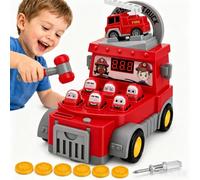 VeftBltrem Gioco a moneta per bambini, giocattolo per auto dei vigili del fuoco, gioco da battere a partire dai 3 anni con 2 martelli, giocattolo musicale interattivo per promuovere le abilità motorie