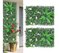 VeftBltrem Set di 2 pannelli di piante artificiali, 60 x 40 cm, siepi artificiali per balcone e giardino con foglie realistiche, piante artificiali per interni ed esterni, decorazione da parete per
