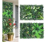 VeftBltrem Set di 2 pannelli per piante artificiali, 60 x 40 cm, siepe artificiale per balcone e giardino con foglie realistiche, piante artificiali per interni ed esterni, decorazione da parete per