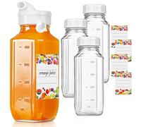 Veftsvy Bottiglie in Vetro con Coperchio, 4 pezzi, Bottiglie per Latte in Vetro Trasparente da 500 ml, Riutilizzabili, per Succhi di Frutta, Latte, con Coperchio, con Beccuccio