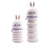 Veftsvy Kawaii Astuccio Scuola, 2 in 1 Astucci Portapenne in Morbido Silicone, Astuccio in Silicone Estensibile, Chiusura con Cerniera, Espandibile Portapenne per Ragazze, Ragazzi (Coniglietto Rosa)