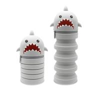 Veftsvy Kawaii Astuccio Scuola, 2 in 1 Astucci Portapenne in Morbido Silicone, Astuccio in Silicone Estensibile, Chiusura con Cerniera, Espandibile Portapenne per Scuola, Uffici (Squalo Grigio)