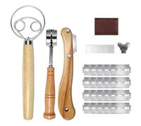 Veftsvy Set di 3 coltelli da panettiere - Frusta danese con 20 lame di ricambio per tagli dritti e obliqui, ideale come accessorio per la cottura del pane per baguette, panini e cottura