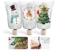 Vegamall 3 Pezzi 90 x 110 cm Telo Antigelo per Piante, Riutilizzabile Copri Piante Inverno, 70 g/m² Tessuto Non Tessuto per Piante con Cordino Cerniera Motivi Natalizi, per Pianta D'ulivo, Palme