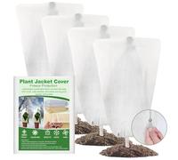Vegamall 4 Pezzi Telo Antigelo per Piante, 60x80 cm Copri Pianta Inverno in Tessuto Non Tessuto per Piante, 70gsm Telo Pianta Inverno con Cerniera e Coulisse, Riutilizzabile