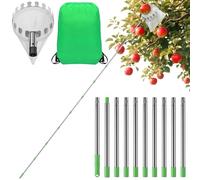 Vegamall 4m Raccogli Frutta Telescopico in Acciaio Inox Raccoglitore di Frutta Raccogli Mele Arance, Facile da Montare (4m)