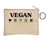 Vegan Compassion for The People for The Planet Nonviolance for Animals Portachiavi Portamonete Beige