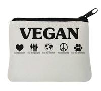 Vegan Compassion for The People for The Planet Nonviolance for Animals - Portamonete in neoprene, 10 x 11 cm, colore: Bianco