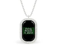 Vegan Eating Animals Is Weird - Collana con ciondolo quadrato con bordo bianco, lega