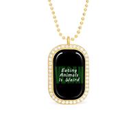 Vegan Eating Animals Is Weird - Collana con ciondolo quadrato in lega con bordo bianco