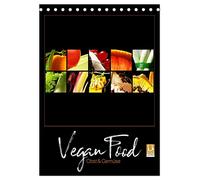 Vegan Food Kalender - Obst und Gemüse auf Schwarz (Tischkalender 2026 DIN A5 hoch), CALVENDO Monatskalender: Dekorativer Kalender für die Küche auf Schwarz.