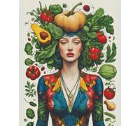 Vegan Goddess Notebook: Plant-Based Inspired Journal Featuring a Stunning Fruit & Vegetable Headdress | Lined Writing Journal (7.5" x 9.25", 110 Pages)