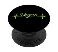 Vegan Heartbeat Life Love Ethical Pro Vegan Advocate PopSockets PopGrip Intercambiabile