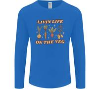 Vegan Living Life On The Veg Vegetarian Uomo Manica Lunga T-Shirt