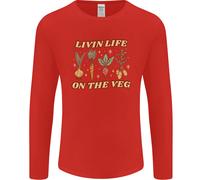 Vegan Living Life On The Veg Vegetarian Uomo Manica Lunga T-Shirt