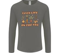 Vegan Living Life On The Veg Vegetarian Uomo Manica Lunga T-Shirt
