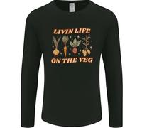 Vegan Living Life On The Veg Vegetarian Uomo Manica Lunga T-Shirt