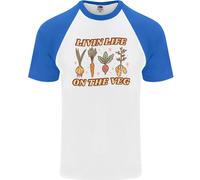 Vegan Living Life On The Veg Vegetarian Uomo S/S Baseball T-Shirt