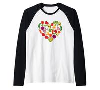 Vegan Vegetable Heart I love vegetables Healthy Eating Fruit Maglia con Maniche Raglan