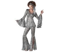 Vegaoo Costume da discoteca anni '70, da donna, argento/nero, grigio, argento