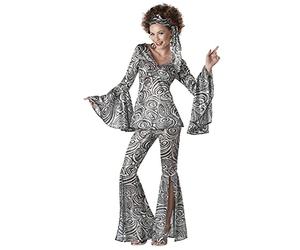 Vegaoo Costume da discoteca anni '70, da donna, argento/nero, grigio, argento