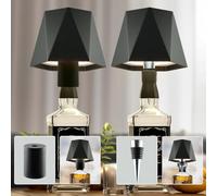 Vegawumen Lampada per Bottiglia Attacco a Led Ricaricabile, Lampada per Collo di Bottiglia Batteria USB Senza Fili, Set di 2 Lampade per Bottiglie Impermeabili IP54 per Tavolo, Festa, Hotel