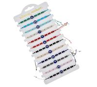VEGCOO 12 braccialetti con occhio maligno per donne e uomini, con ciondolo portafortuna regolabile, protezione cabala, braccialetto dell'amicizia, braccialetto intrecciato per mamma e ragazza