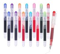 VEGCOO 14 penne stilografiche colorate usa e getta, penne stilografiche per scrivere con grande capacità, inchiostro ad asciugatura rapida, non c'è bisogno di sostituire i sacchetti di inchiostro per