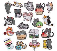 VEGCOO 18 Toppa Termoadesive, Toppe Termoadesive Bambini Adulti per Decorare Vestiti da Cucire, Toppe da Ricamo da Stiro a Gatti Carini per Giacche, Pantaloni, Camicie, Cappelli (A)