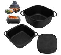 VEGCOO 2 fodere in silicone per friggitrice ad aria con 1 sottopentola in silicone per Ninja Crispi, accessori in silicone per friggitrice ad aria, fodere riutilizzabili per friggitrice ad aria per